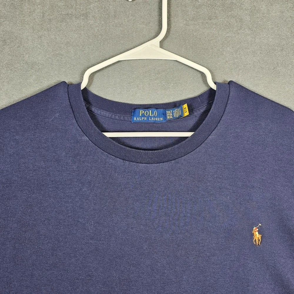 Polo Ralph Lauren Shirt Mens Big 3XLT Blue Short Sleeve Crewneck Logo Tee Cotton